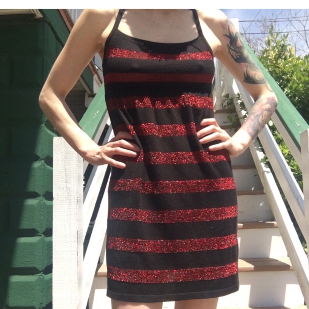 H&M red sparkle dress with empire waist